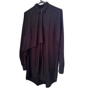 Obey Black Asymmetrical Button Down Long Sleeve Shirt Women's Dress Size M